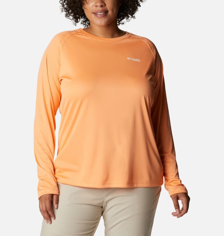 Women\'s Columbia PFG Tidal Tee II Long Sleeve Sweatshirts Orange | Plus Size CA-NA651